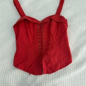 Red Lace-Up Women's Top